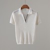 西子/轻简POLO翻领V领坑条短袖细闪短袖针织polo衫/MSYF0710 商品缩略图0