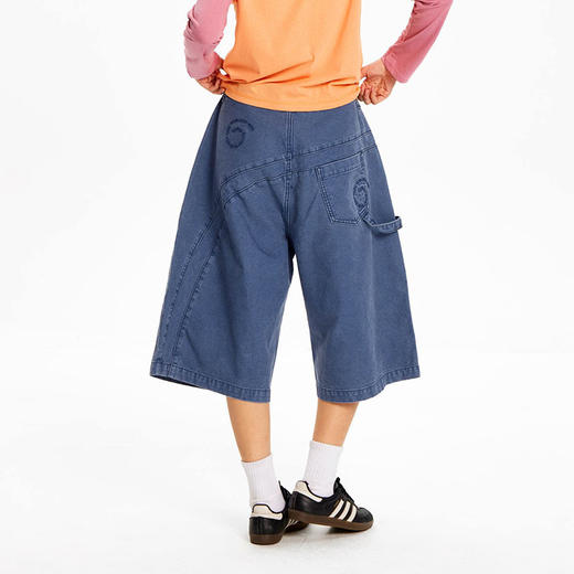 CryingCenter 水洗法工蓝7分伐木工裤 哭喊中心 商品图0