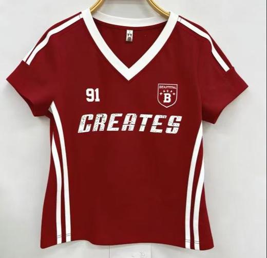 NC撞色V领织带美式图案短袖T恤60101 夏季 162011090321 商品图3