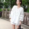 Fab*同款镂空蕾丝刺绣长袖上衣短裤套装 商品缩略图7