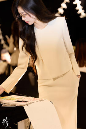 法小曼*子珍新中式短上衣半裙套装高级显瘦FYC593+FYS593