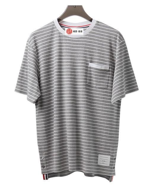 男款条纹厚棉针织短袖T恤hu022 商品图0