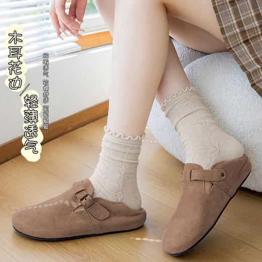 【19.9秒20只❗️春夏百搭中筒袜】网眼透气 软糯舒适 日常百搭 甜美清新！白色波点袜子女miu风ins潮日系学院风可爱木耳边袜-d 商品图3