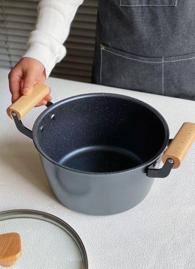 【康巴赫麦饭石色三件套】到手炒锅+煎锅+汤锅，煎炒不粘，不费油，少油烟，锅底螺旋纹设计，快速导热，受热均匀，强效聚温，不挑炉灶 商品图5