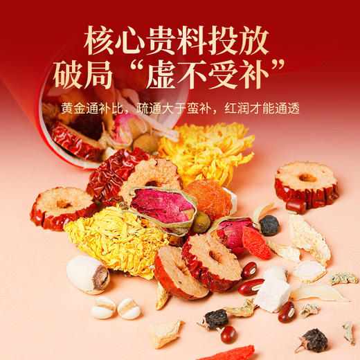 福东海 人参姜枣陈皮玫瑰茶礼盒300g  泡水养生花茶小罐礼盒装 商品图3