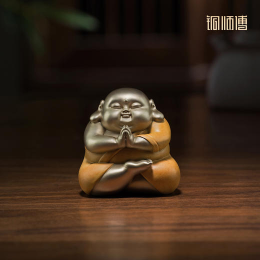 铜师傅《萌罗汉》客厅工位佛像铜摆件 家居装饰工艺品 商品图3
