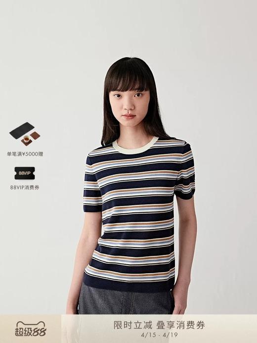 小禾同款羊毛混纺短袖套头针织衫 商品图0