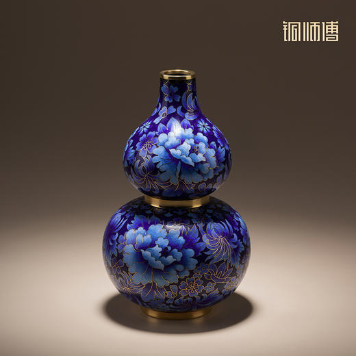 铜师傅《牡丹福禄(景泰蓝)》客厅紫铜葫芦摆件 家居装饰工艺礼品 商品图2