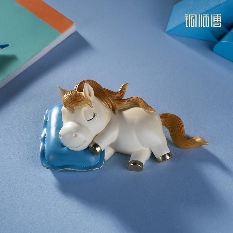 铜师傅《梦圆》创意可爱马摆件 治愈系桌面装饰品 工位解压礼品