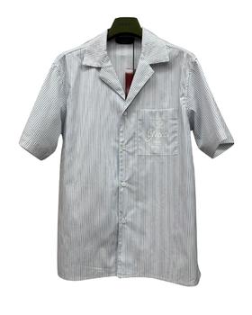 男款印花条纹短袖衬衫 可配套装la012