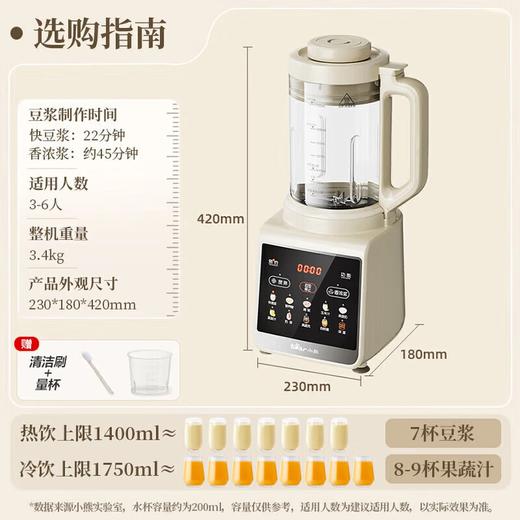 618活动礼品：小熊（Bear）低音降噪破壁机 1.75L家用可拆洗豆浆机 多功能全自动米糊机 五谷杂粮料理机榨汁机 PBJ-G12H1 商品图2