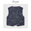 PanYiXiu/潘依绣100%棉小众撞色格纹钉珠刺绣圆领无袖马甲W-63657 商品缩略图2