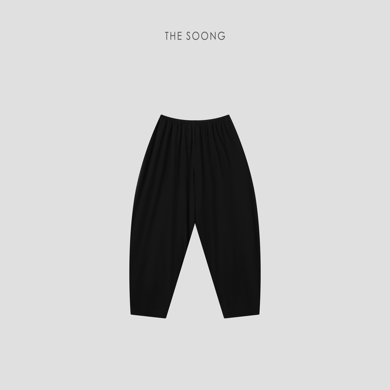 THESOONG|"松弛美学‘’100%进口高支澳洲棉九分弧形休闲萝卜裤8867