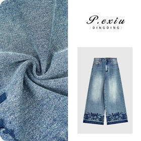 PanYiXiu/潘依绣人丝复古水洗高级感刺绣设计显瘦阔腿牛仔裤D67056