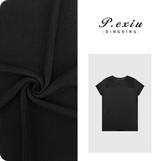 PanYiXiu/潘依绣【微光璀璨】天丝人丝法式优雅烫钻针织短袖上衣 C033 商品图0