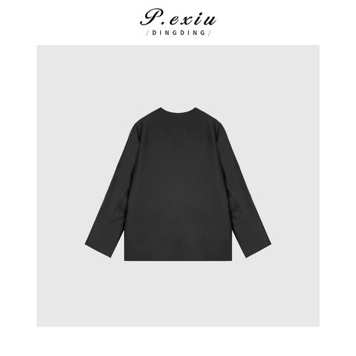 PanYiXiu/潘依绣【黑色曝光】羊毛+真丝设计感无领西装外套 W-61883 商品图2