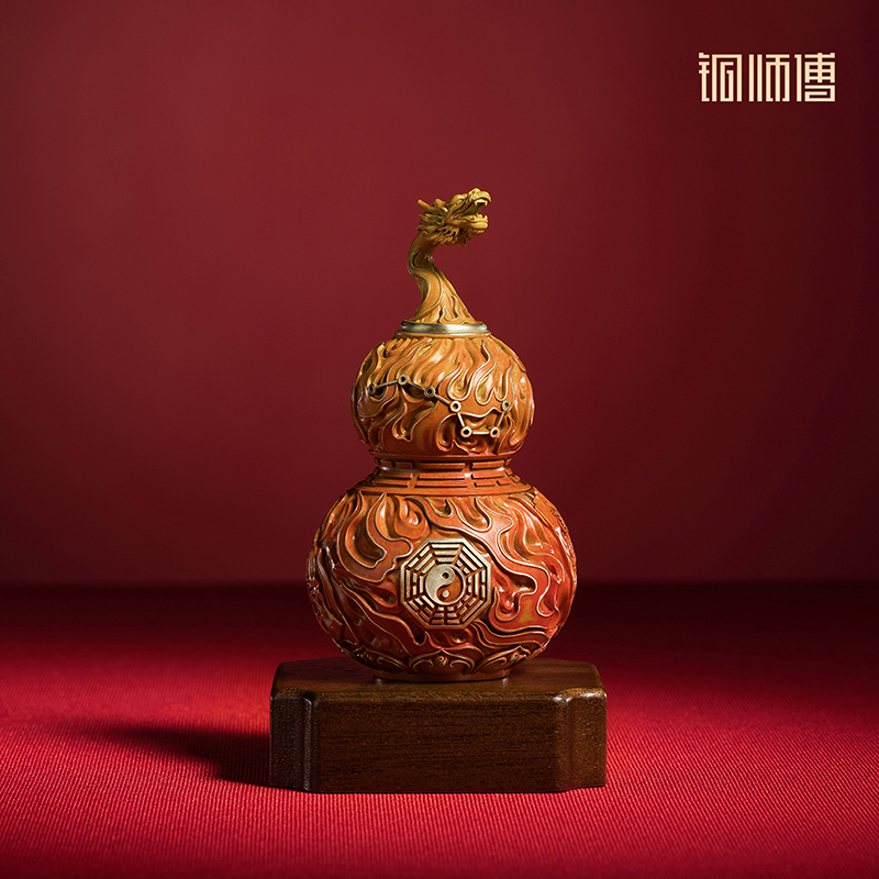 铜师傅《太极龙吟》龙头葫芦铜工艺品桌面摆件 开业装饰礼品
