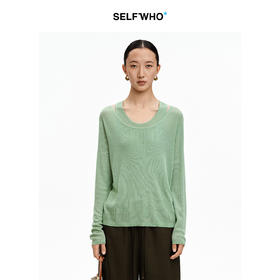 [戚砚笛同款]SELFWHO天丝桑蚕丝针织罩衫背心女夏新款叠穿上衣