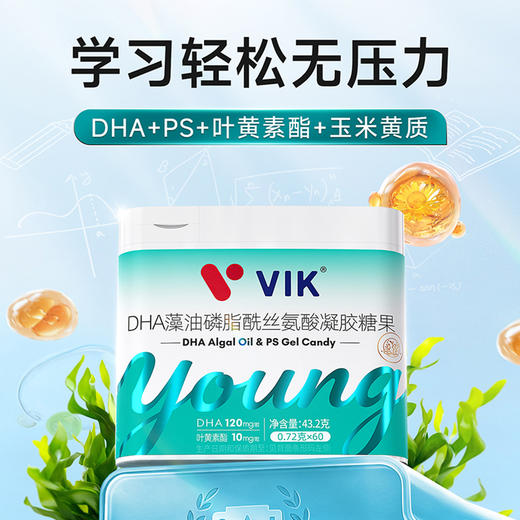 VIK DHA藻油磷脂酰丝氨酸凝胶糖果 植物原料 营养四合一 7大专利 专注好记忆 商品图0