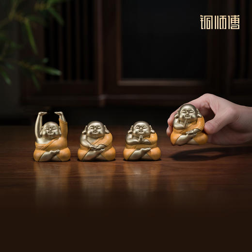 铜师傅《萌罗汉》客厅工位佛像铜摆件 家居装饰工艺品 商品图7