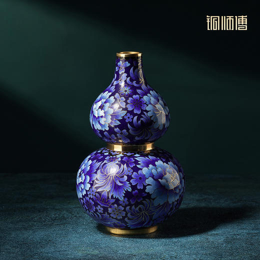 铜师傅《牡丹福禄(景泰蓝)》客厅紫铜葫芦摆件 家居装饰工艺礼品 商品图1