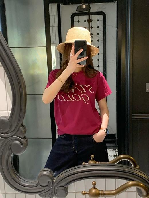 设计感字母stay gold火龙果棉质短袖T恤 商品图1