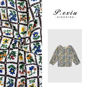 PanYiXiu/潘依绣亚麻人丝小众设计感复古印花长袖卫衣W-63341