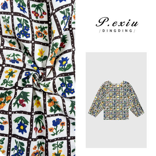 PanYiXiu/潘依绣亚麻人丝小众设计感复古印花长袖卫衣W-63341 商品图0