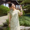 西子/玉竹美人新中式通勤气质立领浅绿竹纹改良旗袍裙/QPZH0115 商品缩略图3