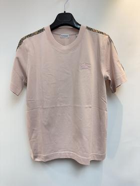 女款格纹刺绣短袖T恤fe007