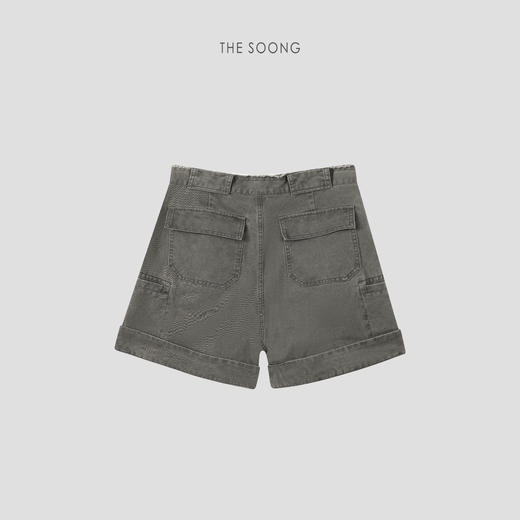 THESOONG|日系复古重酵石磨洗水高密纯棉收腰阔腿工装短裤8958 商品图1