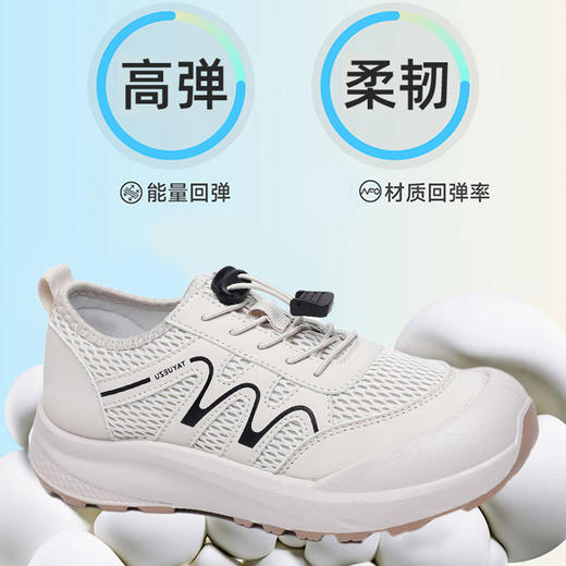 夏季休闲鞋yyds！【踏月族--缓云软弹轻盈镂空鞋】软糯舒适超百搭、透气网面拼接设计、柔软不闷不磨脚不累脚、舒适百搭防滑增高、轻盈耐磨颜值高！ 商品图3