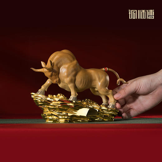 铜师傅《力耕千金》牛吉祥物客厅办公室 招财开业工艺品铜摆件 商品图5