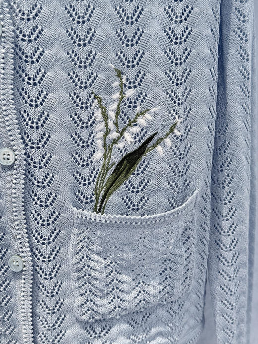 女款正肩刺绣镂空针织开衫la010 商品图2