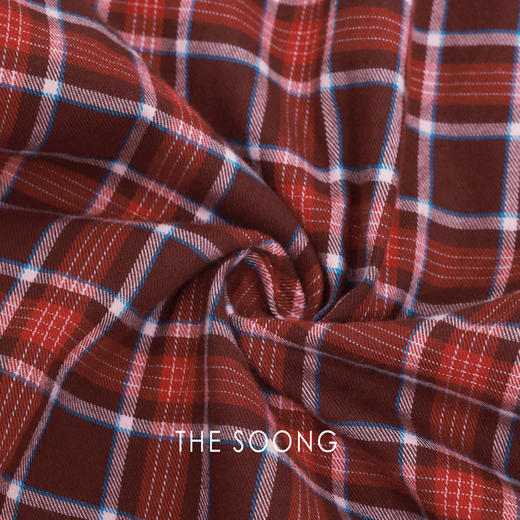 THESOONG|"慵懒假日"纯棉复古格纹拼色松紧腰休闲裤8451 商品图2
