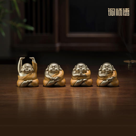 铜师傅《萌罗汉》客厅工位佛像铜摆件 家居装饰工艺品 商品图1