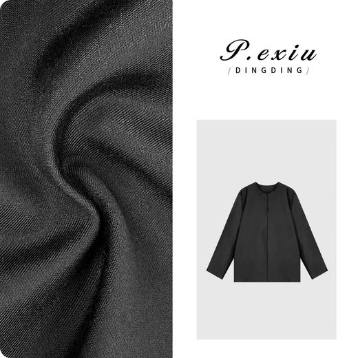 PanYiXiu/潘依绣【黑色曝光】羊毛+真丝设计感无领西装外套 W-61883 商品图0