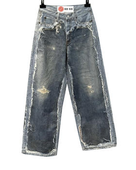 女款3D印花直筒牛仔裤长裤la001