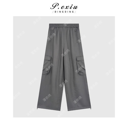 PanYiXiu/潘依绣100%莱赛尔天丝随性工装风百搭松紧腰休闲裤W-63646 商品图1