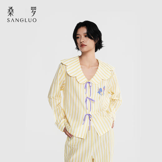 微笑豚豚』桑罗江豚桑蚕丝睡衣套装女夏长袖家居服可外穿2026新款 商品图3