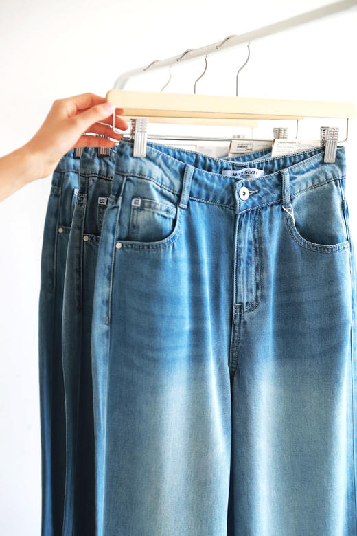 拖地阔腿牛仔裤，巨显瘦！！松弛氛围感遮肉水洗丹宁长裤E042066 商品图4