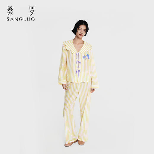 微笑豚豚』桑罗江豚桑蚕丝睡衣套装女夏长袖家居服可外穿2026新款 商品图4