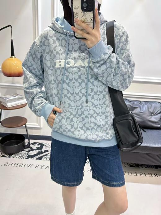 天蓝色老花连帽卫衣，男女同款 商品图5