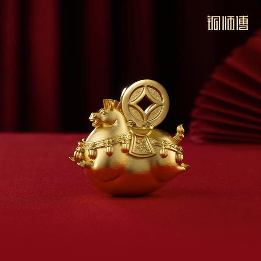 铜师傅《马上有财》客厅桌面铜马摆件 家居装饰工艺品 新年礼物 商品图0
