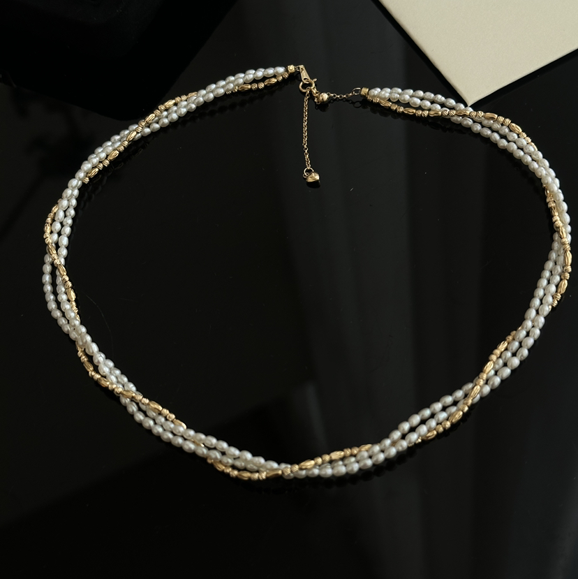 极光 无核淡水珍珠3mm 纯银镀真金配件