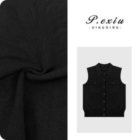PanYiXiu/潘依绣人丝高智感双口袋Polo领针织马甲 C026