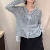 春夏刚需的天丝亚麻镂空防晒坑条针织开衫 商品缩略图9