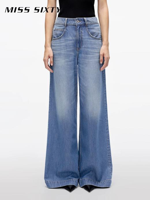 拖地阔腿牛仔裤，巨显瘦！！松弛氛围感遮肉水洗丹宁长裤E042066 商品图9