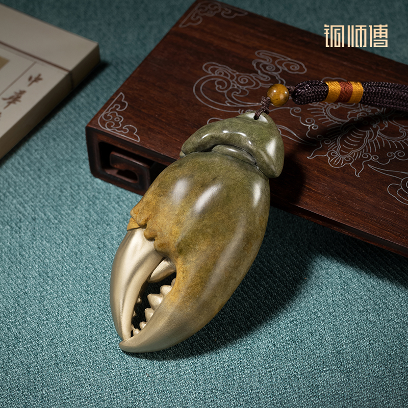 铜师傅《手中有钱》螃蟹钳手把件家居铜摆件把玩解压