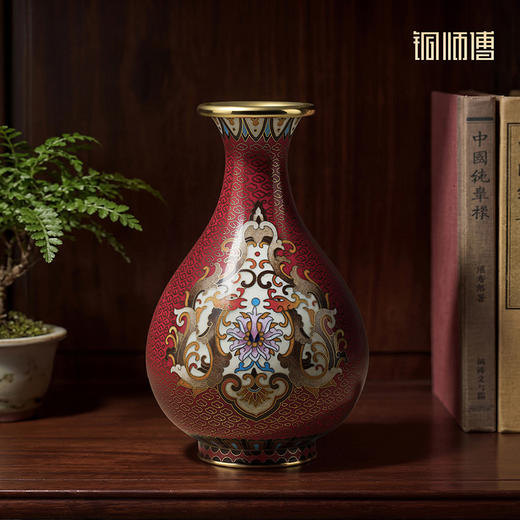 铜师傅《玉壶春(景泰蓝)》客厅紫铜花瓶摆件 家居装饰工艺礼品 商品图0
